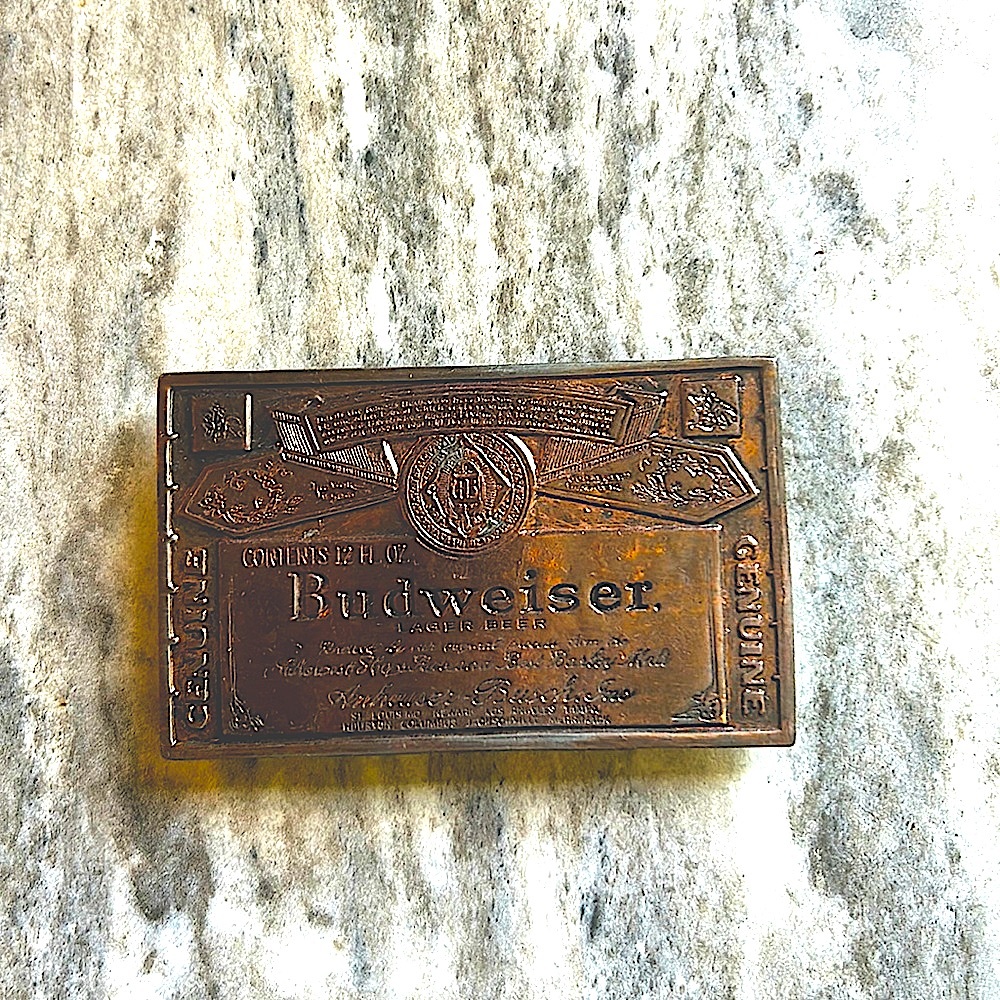 Budweiser belt buckle, brass, vintage